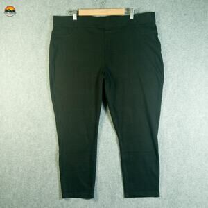 NWT HUE Cropped Pants Black Stretch Pull-On Pockets Jeggings Women's Plus Sz 2X